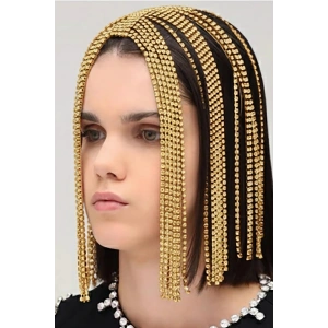 Altın Renk Taş Detaylı Saç Aksesuarı/Kına Aksesuarı