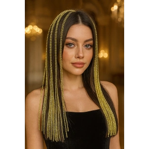 Altın Renk Taş Detaylı Saç Aksesuarı/Kına Aksesuarı