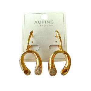 Altın Renk Taş Detaylı Sallantılı Çelik Xuping Küpe (Çift)