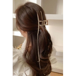 Altın Renk Taş Detaylı Sallantılı Metal Mandal Toka