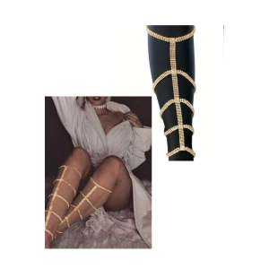 Altın Renk Taş Detaylı Tasarım Bacak Aksesuar