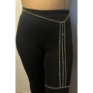 Altın Renk Taş Detaylı Tasarım Bacak Aksesuar