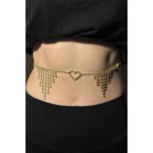 Altın Renk Taş Detaylı Tasarım Bel Zinciri/Vücut Aksesuar