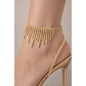 Altın Renk Taş Detaylı Tasarım Halhal