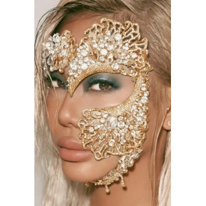 Altın Renk Taş Detaylı Tasarım Parti Maskesi