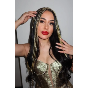 Altın Renk Taş Detaylı Tasarım Taç