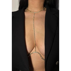 Altın Renk Taş Detaylı Tasarım Vücut Aksesuar