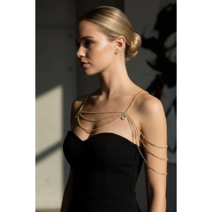 Altın Renk Taş Detaylı Tasarım Vücut Aksesuar