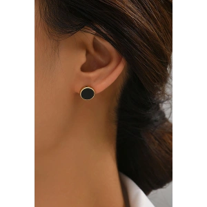 Altın Renk Taş Detaylı Unisex Küpe (Çift)