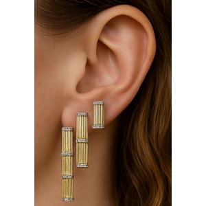 Altın Renk Taş Detaylı VİP 3lü YSX Küpe Set