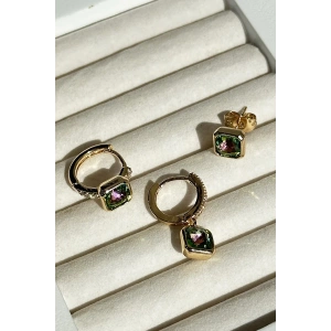 Altın Renk Taş Detaylı VİP 3lü YSX Küpe Set