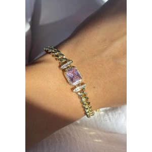 Altın Renk Taş Detaylı VİP YSX Bileklik