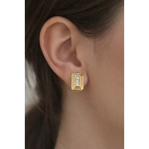 Altın Renk Taş Detaylı Xuping Küpe (Çift)