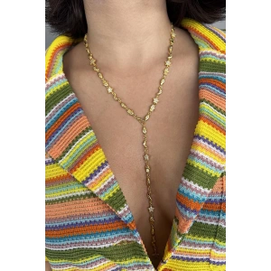 Altın Renk Taş Detaylı Y Kolye