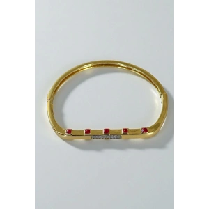 Altın Renk Taş Detaylı YSX Kelepçe Bileklik