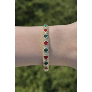 Altın Renk Taş Detaylı YSX Kelepçe Bileklik