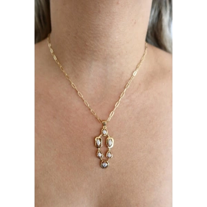 Altın Renk Taş Detaylı YSX Kolye