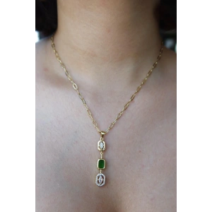 Altın Renk Taş Detaylı YSX Kolye