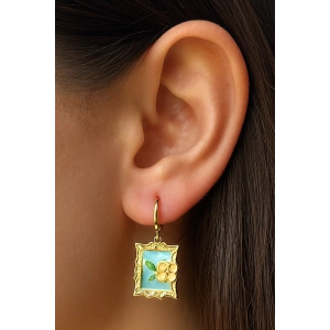 Altın Renk Taş Detaylı YSX Küpe (Çift)