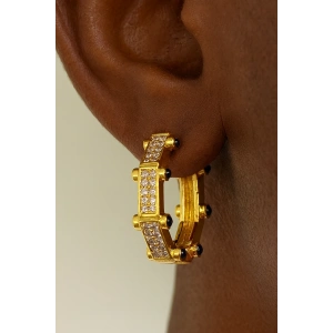 Altın Renk Taş Detaylı YSX Küpe (Çift)