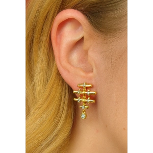 Altın Renk Taş Detaylı YSX  Küpe (Çift)