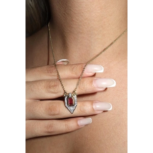 Altın Renk Taş Detaylı YSX Serenay Kolyesi