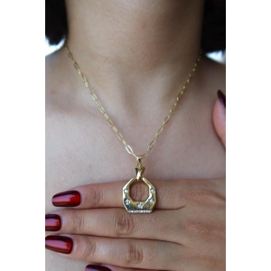 Altın Renk Taş Detaylı YSX Y Kolye