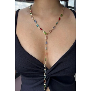 Altın Renk Taş Detaylı YSX Y Kolye