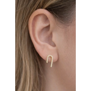 Altın Renk Taş Figürlü Çelik TX  Küpe (Çift)