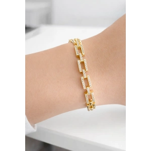 Altın Renk Taşlı 14K Altın Kaplama CM Bileklik