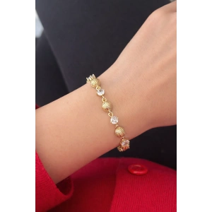 Altın Renk Taşlı 14K Altın Kaplama CM Bileklik