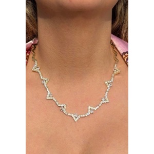 Altın Renk Taşlı 14K Altın Kaplama Tasarım Kolye