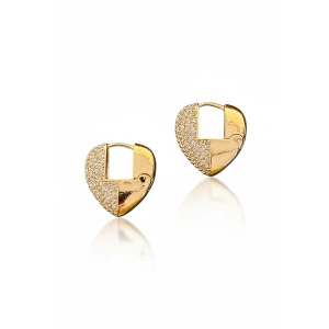 Altın Renk Taşlı 14K Altın Kaplama Tx  Küpe (Çift)