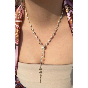 Altın Renk Taşlı 14K Altın Kaplama Y Kolye