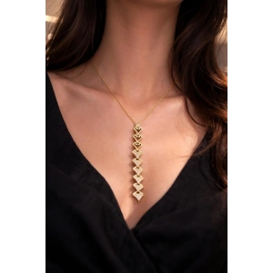 Altın Renk Taşlı 14K Altın Kaplama Y Kolye