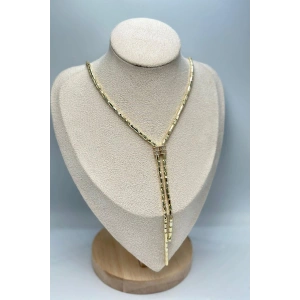 Altın Renk Taşlı 14K Altın Kaplama Y Kolye