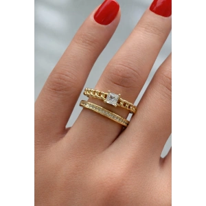 Altın Renk Taşlı Ayarlanabilir Yüzük