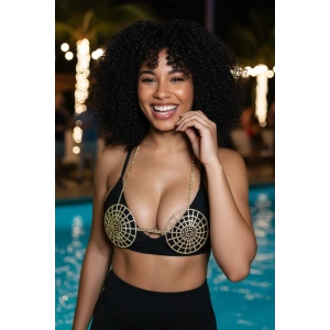 Altın Renk Taşlı Bikini Üstü/ Vücut Aksesuarı