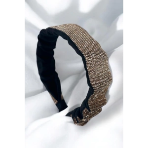 Altın Renk Taşlı Büzgü Detaylı Taç