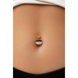 Altın Renk Taşlı Cerrahi Çelik Göbek Piercing
