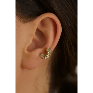 Altın Renk Taşlı Cerrahi Çelik Tragus/Kıkırdak Küpe/Piercing (Tek)