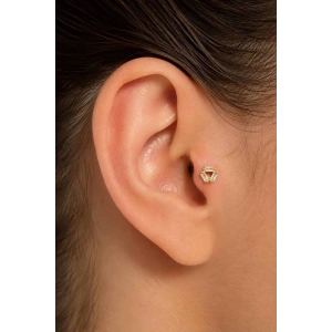 Altın Renk Taşlı Cerrahi Çelik Tragus/Kıkırdak Küpe/Piercing (Tek)