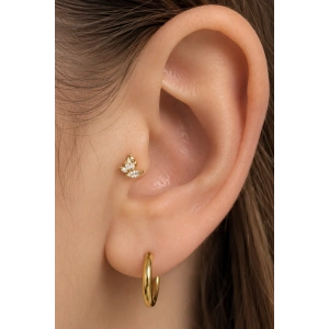 Altın Renk Taşlı Cerrahi Çelik Tragus/Kıkırdak Küpe/Piercing (Tek)