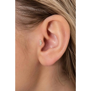 Altın Renk Taşlı Cerrahi Çelik Tragus/Kıkırdak Küpe/Piercing (Tek)