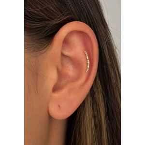 Altın Renk  Taşlı Cerrahi Çelik Tragus/Kıkırdak Küpe/Piercing (Tek)