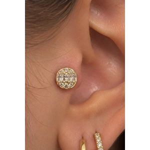 Altın Renk Taşlı Cerrahi Çelik Tragus/Kıkırdak Küpe/Piercing (Tek)