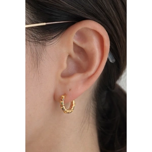 Altın Renk Taşlı Halka Tx Küpe (Çift)