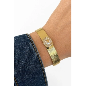 Altın Renk Taşlı Kelepçe Bileklik