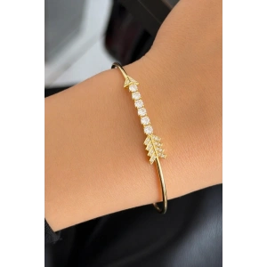 Altın Renk Taşlı Kelepçe Bileklik
