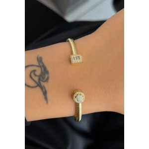 Altın Renk Taşlı Kelepçe Bileklik